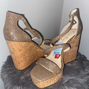 Jessica Simpson Glitter Wedges Size 10